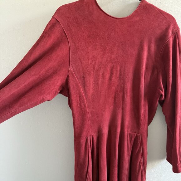VTG Suede Maxi Dress Size 8 Medium Boho Western A&F Cowgirl Genuine Leather Red - Picture 11 of 13